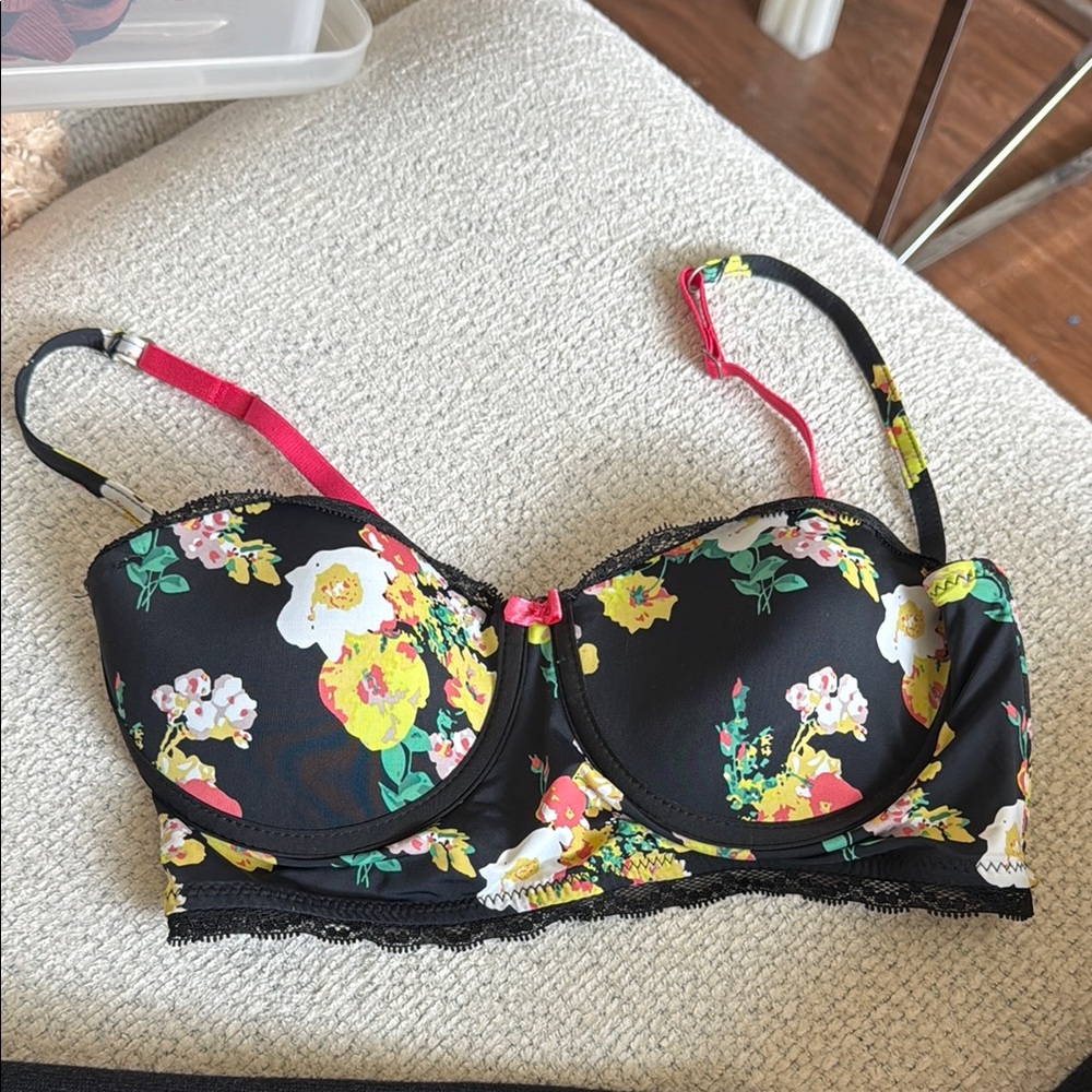 Anthropologie Floral Black Bustier Top, 34C